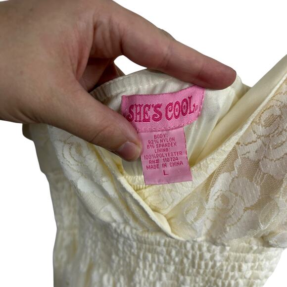 Romantic boho ivory lace maxi dress bridal shower cottagecore‎ L - Picture 3 of 5